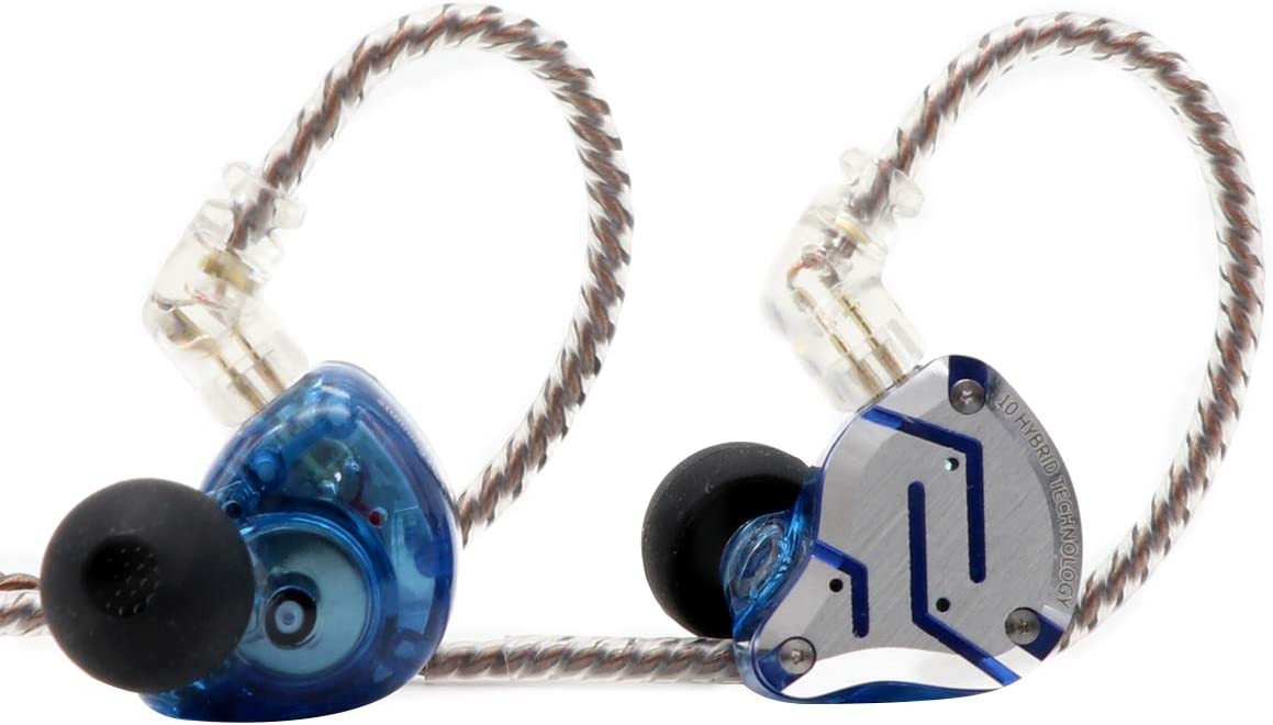 Linsoul KZ ZS10 Pro In-Ear Earphones (Glare Blue, No Mic) + Tripowin Zonie 16-Core Cable (3.5mm, Moss Green)