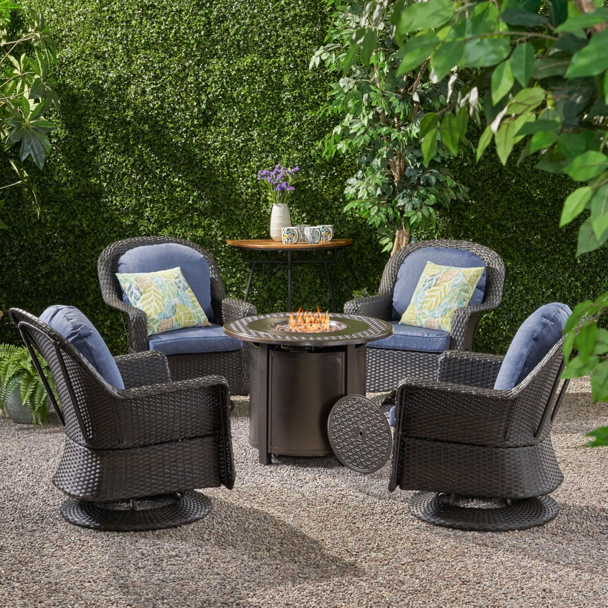 Fire pit sets with on sale swivel chairs