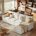 thumbnail image 1 of Linsy Home 113" Modular Sectional Couches for Living Room, L-Shaped Sectional Cloud Sofa with Movable Ottoman, Beige, 1 of 9
