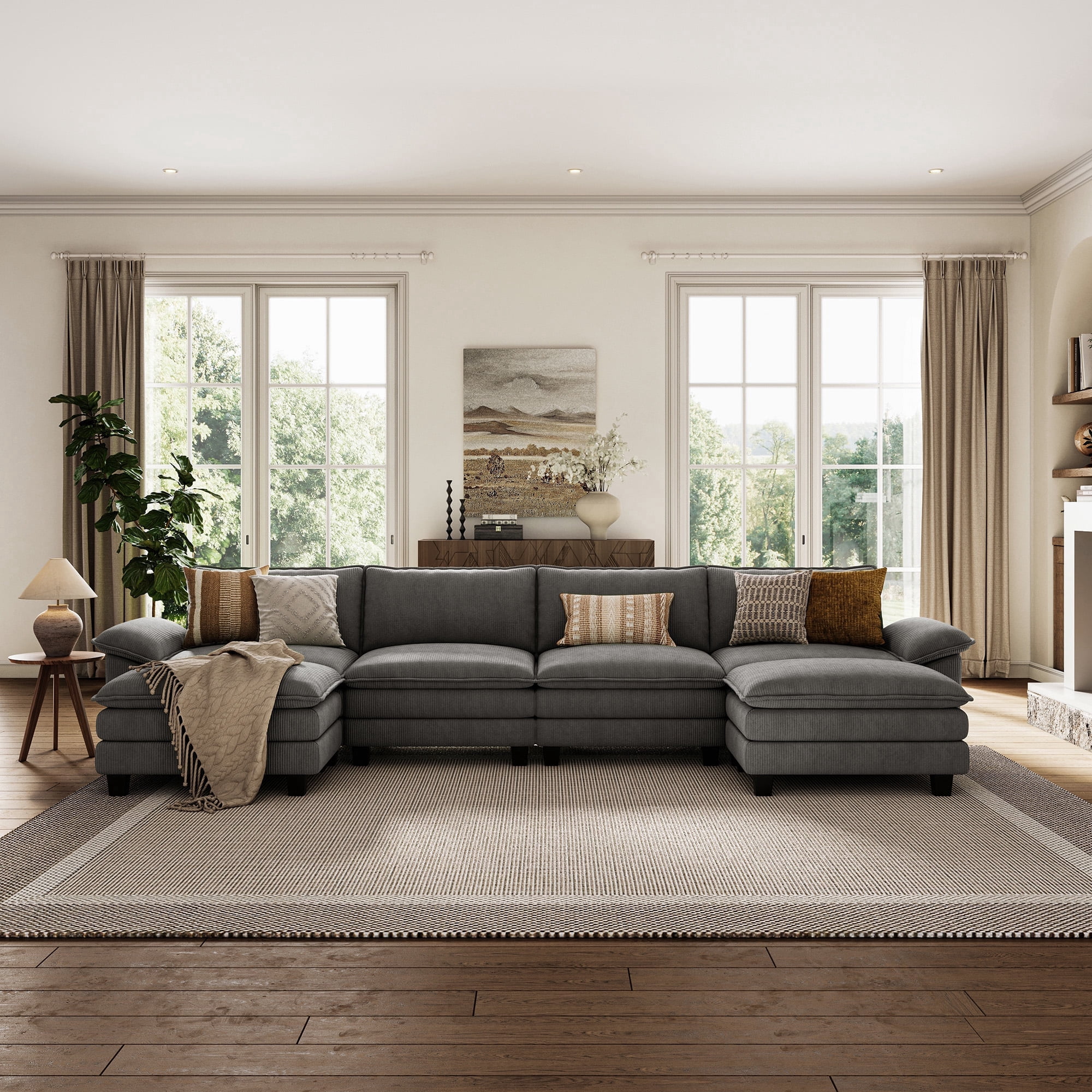 LINSY HOME 157 inch Cloud Modular Sectional Sofa, Oversized Grey ...