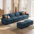 thumbnail image 1 of LINSY HOME Modular Sectional Sofa with 2 Movable Ottomans, 4-Seat U Shaped Cloud Couch for Living Room, Blue, 1 of 8
