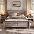 thumbnail image 1 of Linsy Home 3 Pieces Farmhouse Bedroom Furniture Set, Includes Queen Size Wood Bed Frame with Storage Headboard, Nightstand Set of 2 with Charging Station, Gray, 1 of 10