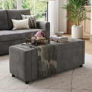 Linsy Home 50" Ottoman with Storage for Living Room, Velvet Storage Ottoman Bench with Gas Lift, Grey