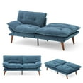 thumbnail image 1 of Linsy Home 70" W Chenille Convertible Futon Sofa Bed with Adjustable Armrests, Blue, 1 of 12