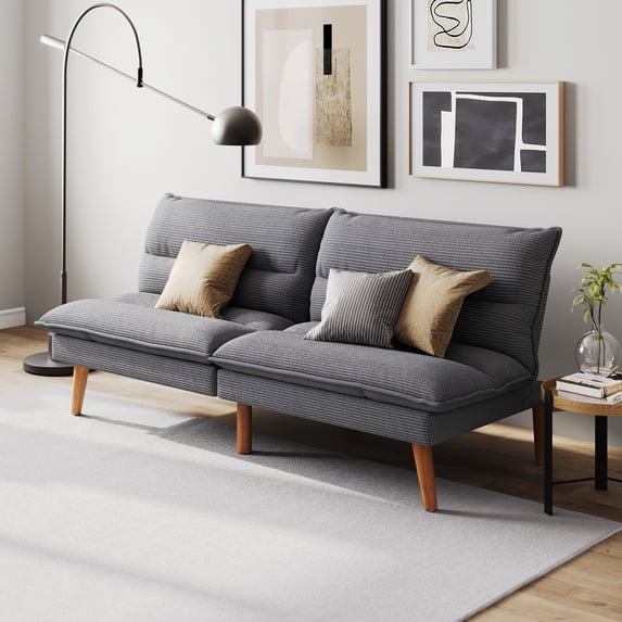 LINSY HOME Futon Sofa, Convertible Futon Sofa Bed for Living Room, Bedroom, Dark Gray