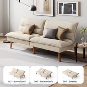 Linsy Home Convertible Futon Sofa Bed small Living Room, White