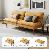 Linsy Home 71" W Corduroy Convertible Futon Sofa Bed, Yellow