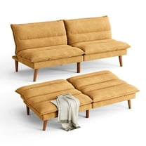 Linsy Home 71" W Corduroy Convertible Futon Sofa Bed, Yellow
