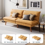 LINSY HOME Convertible Futon Sofa Bed, Convertiable Sofa Bed, Corduroy Material Yellow