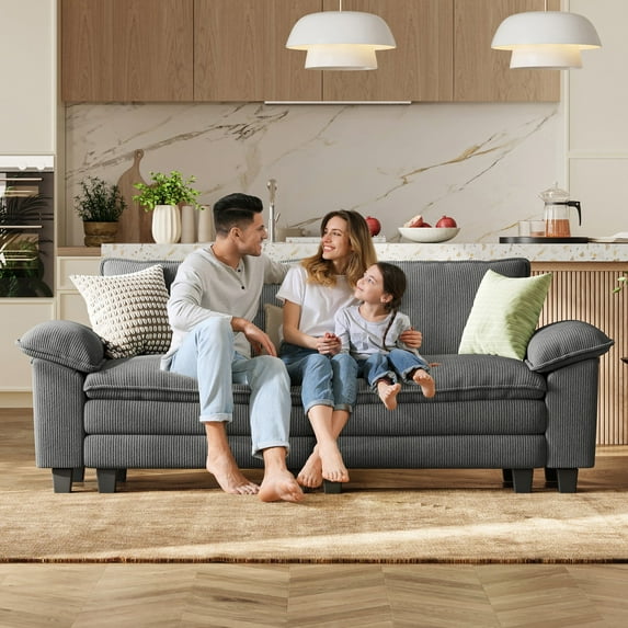 Linsy Home 90" Loveseat Sofa Couch, Oversized Corduroy Cloud Sofa for Living Room, Apartment, Office, Grey