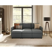 Linsy Home Convertible Modular Sleeper Sofa Bed with Storage,Dark Gray
