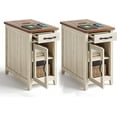 thumbnail image 1 of Linsy Home Farmhouse Nightstands for Bedroom Set of 2, End Tables with Usb Ports and Outlets, Washed Grey & Brown, 1 of 8