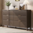 thumbnail image 1 of Linsy Home Fluted Dressers for Bedroom, Wide Chest of 6 Drawers, Dark Brown, 1 of 10