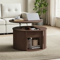 thumbnail image 1 of Linsy Home Lift Top Coffee Table Round with Storage, Fluted Coffee Table for Living Room with Open&Hidden Storage Space, Walnut, 1 of 8