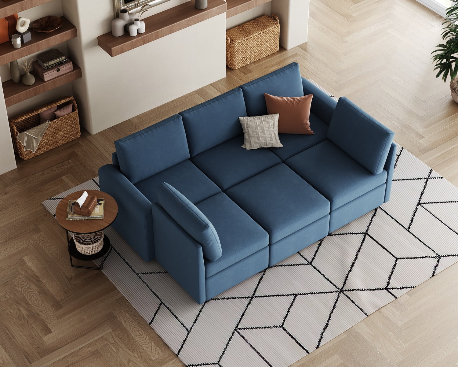 Linsy Home Modular Convertible Sleeper Sofa Bed with Storage Ottomans