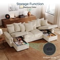 thumbnail image 1 of LINSY HOME Modular Sectional Sofa,  Sofa Bed with Reversible Storage Chaise, Pull Out Couch Bed with USB, Side Pocket & Two Pillows, Beige, 1 of 10