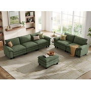 Linsy Home Oversized 3-Piece Sofa Set for Living Room, Comfy Corduroy Living Room Furniture Set Include Sectional Couch, Loveseat and Movable Ottoman, Green