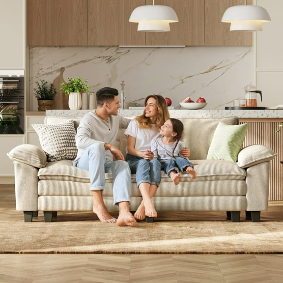 Linsy Home Oversized Corduroy 90" W Loveseat Sofa Couch for Living Room, Bedroom, Apartment and Office, Beige