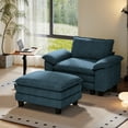 thumbnail image 1 of Linsy Home Oversized Corduroy Accent Chair with Ottoman for Living Room, Blue, 1 of 7