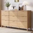 thumbnail image 1 of Linsy Home Oversized Fluted Dressers for Bedroom, Wide Chest of 9 Drawers, Oak, 1 of 10