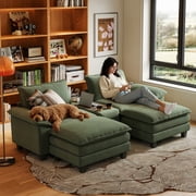 Linsy Home Oversized Modular Cloud Sectional Sofa with 2 Ottomans, 4 Seat Couches and Sofas Sectional with Versatile Console, Green