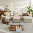 thumbnail image 1 of Linsy Home Oversized Modular Cloud Sectional Sofa with 3 Ottomans, 6 Seat Couches and Sofas Sectional with Versatile Console, Beige, 1 of 11