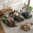 thumbnail image 1 of Linsy Home Oversized Modular Cloud Sectional Sofa with 3 Ottomans, 6 Seat Couches and Sofas Sectional with Versatile Console, Green, 1 of 13