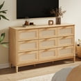thumbnail image 1 of Linsy Home Oversized Rattan Dressers for Bedroom, Wide Chest of 9 Drawers, Oak, 1 of 10