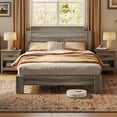 Linsy Home Queen Size Wood Bed Frame with Headboard, No Box Spring