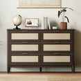 thumbnail image 1 of Linsy Home Rattan Dressers for Bedroom, Wide Chest of 6 Drawers, Dark Brown, 1 of 10