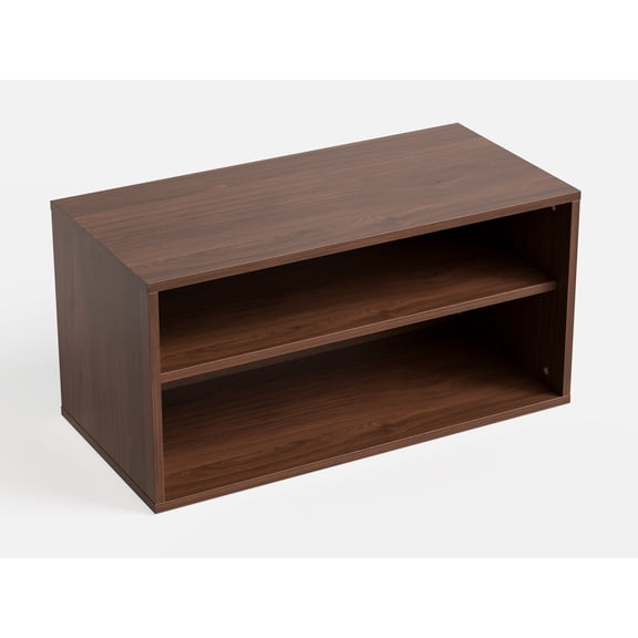 LINSY HOME Modular Stackable Wooden Storage Cabinet with 2 Shelves & 28" Wide Bins, Multiple Configurations, Modern Large Organizer Unit for Closet, Living Room, Hallway, Bedroom - Brown