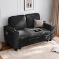 thumbnail image 1 of Linsy Home Storage Corduroy Loveseat Sofa Couch with USB & Cup Holder, Easy Assembly, Black, 1 of 7