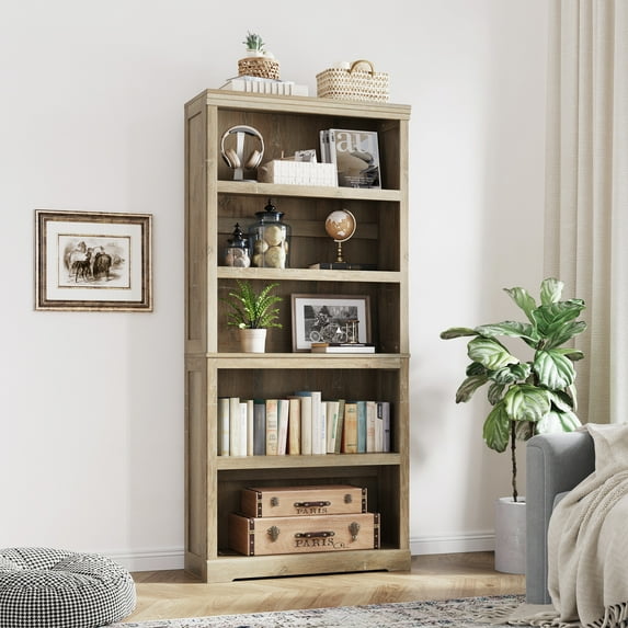 Linsy Tall Scratch-Resistant Shelf Storage Organizer Bookcase, 4016" x 14.96" x 10.43", Light Brown