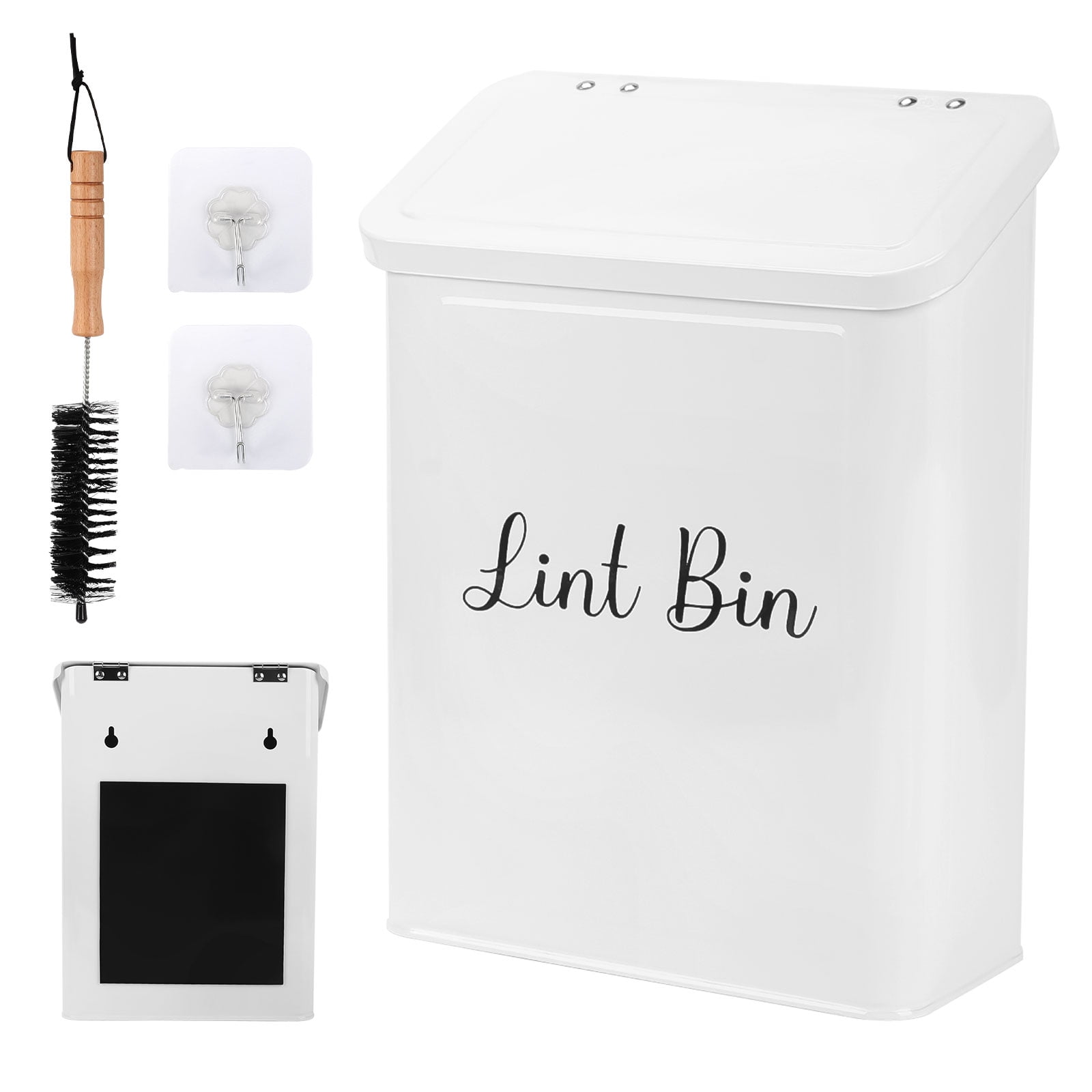 Bigking Lint Bin for Laundry Room Organization and Storage, Includes Magnetic Hook & Lint Brush, Wall-Mounted Laundry Dryer Bin for Laundry Room Decor, Space-Saving Trash Can