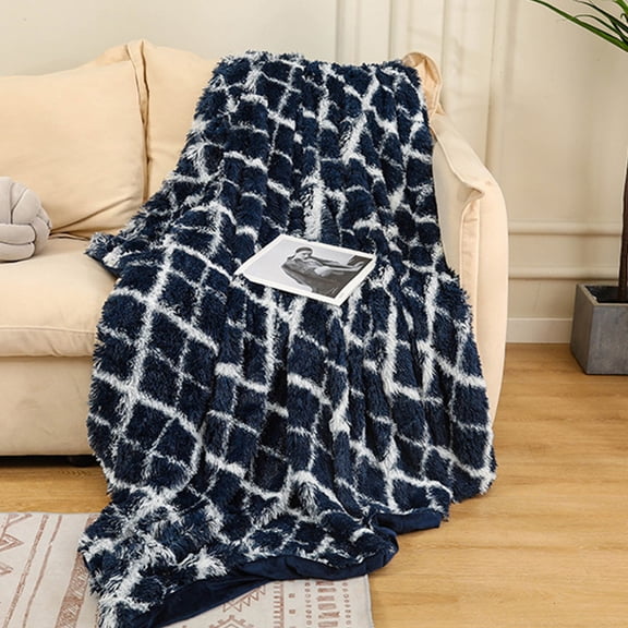 Lint Blanket, Xinsrenus Soft Flannel Fleece Throw Blanket, 70x50cm Double Layer Microfiber Small Blanket Machine Washable, Navy