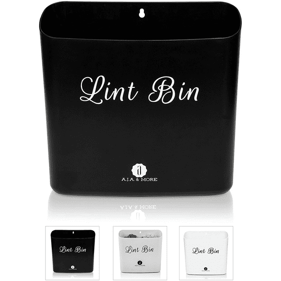 Lint Holder Bin for Laundry Room by A.J.A. & More | Space Saving Waste Bin with Magnetic Strip for Dryer, Washer, or Wall Mount (Off-White)