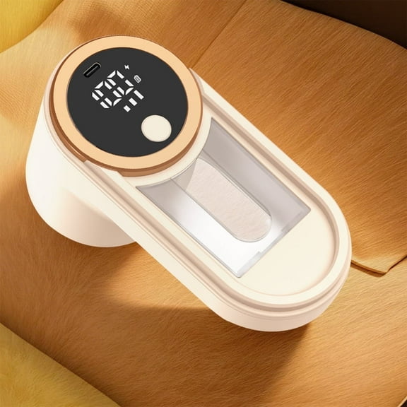 Lint Remover for Clothing , Lint Remover Shaver with 3-Speeds, 6 Stainless Steel Blades, USB Rechargeable , LED Digital Display，Remove Clothes Fuzz, Lint Balls, Bobbles(Khaki)
