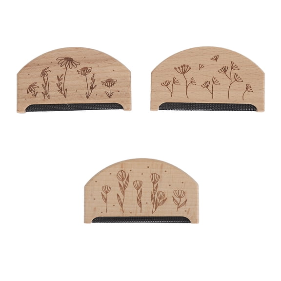 Lint Remover Comb 3Pcs Set - Wooden Sweater De-Fuzzing Tool for Wool, Cashmere & Knit Fabrics (Portable Fabric Pill Shaver)
