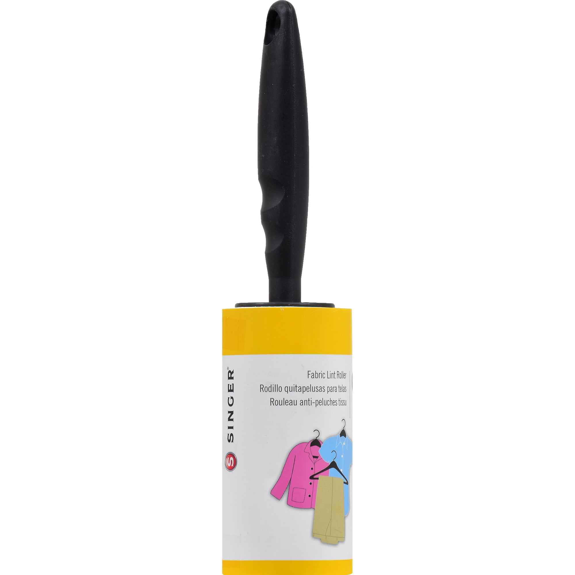Black Ergonomic Handle Lint Roller with 65 Sticky Sheets