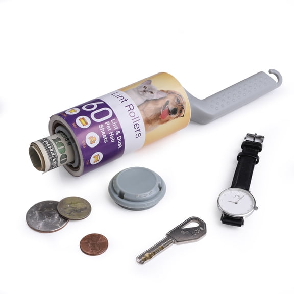 MyMealivos Lint Roller Diversion Safe with Hidden Storage Hide Valuables, Secret Hidden Safe Keep Your Money, Keys, and Jewelry-Purple