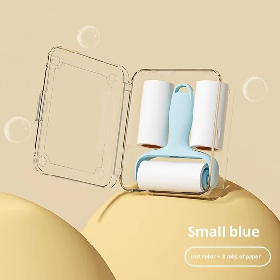 Lint Roller Pet Portable, Sticky Travel Friendly Build, Light Blue, 1 Pc Kit + 3 Refill Rolls,forPurse Suitcase Travel