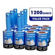 Tooloton Extra Sticky Lint Roller, 1200 Sheets, 12 Pack, Travel Refills for Hair Removal