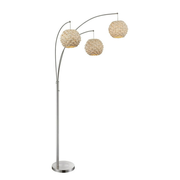 Linterna Arch Lamp with Polished Steel bade and Bamboo Finish Shades
