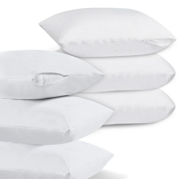 Linteum 100% Cotton King Size Zippered Pillow Protector (6-Pack, 20x36 inches) 200 TC