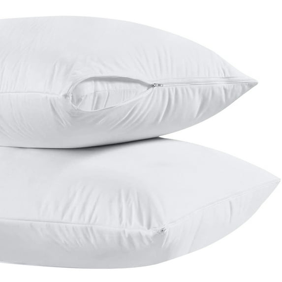 Linteum Polycotton Queen Size Zippered Pillow Protector (2-Pack, 20x36 inches) 200 TC
