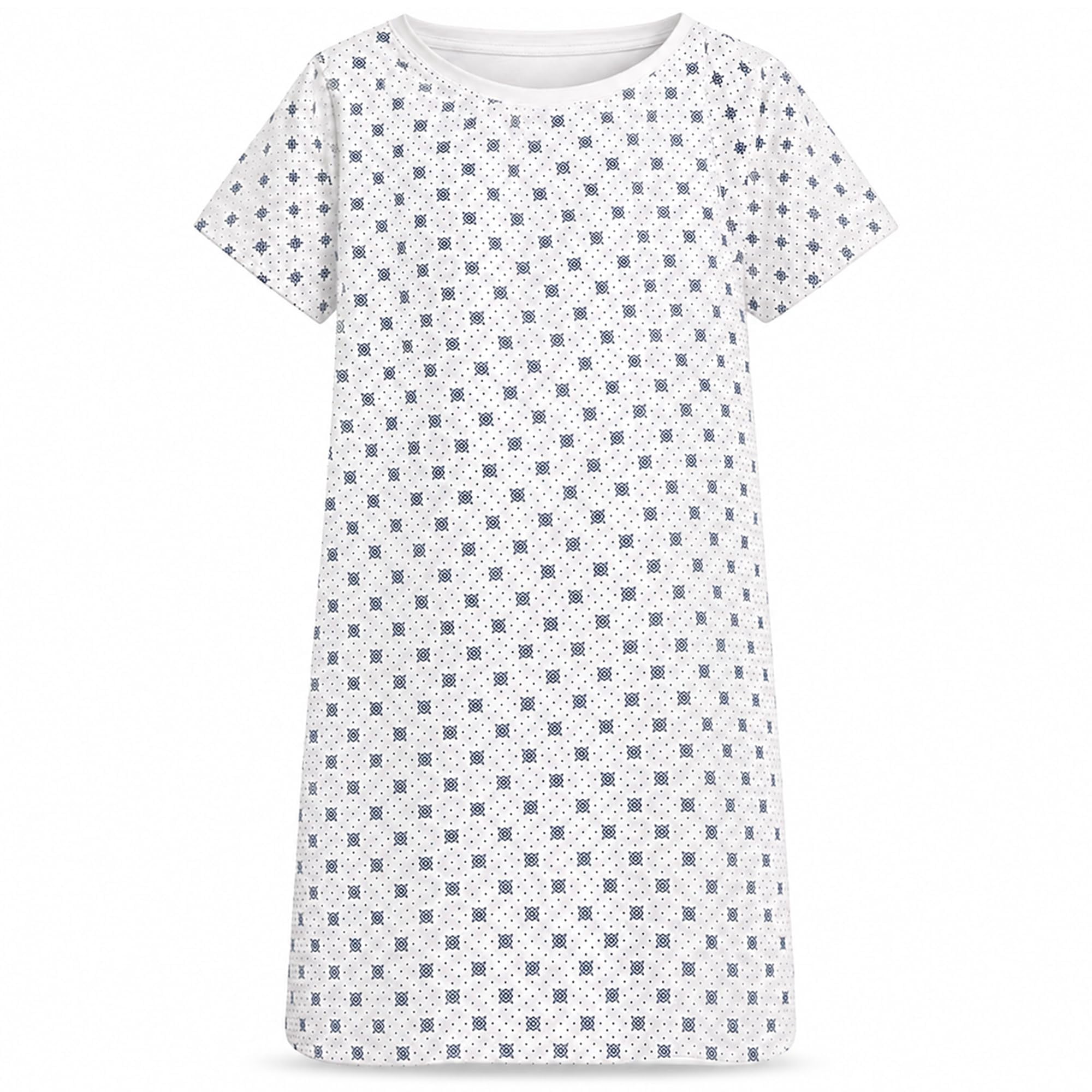 1 Pack Hospital Patient Gown White & Blue Snowflake, One Size Fits All