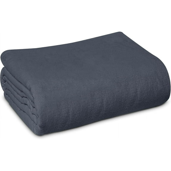 Linteum Textile 100% Cotton 70x90 in Hospital Bath Blanket, 1.75 lb. Charcoal