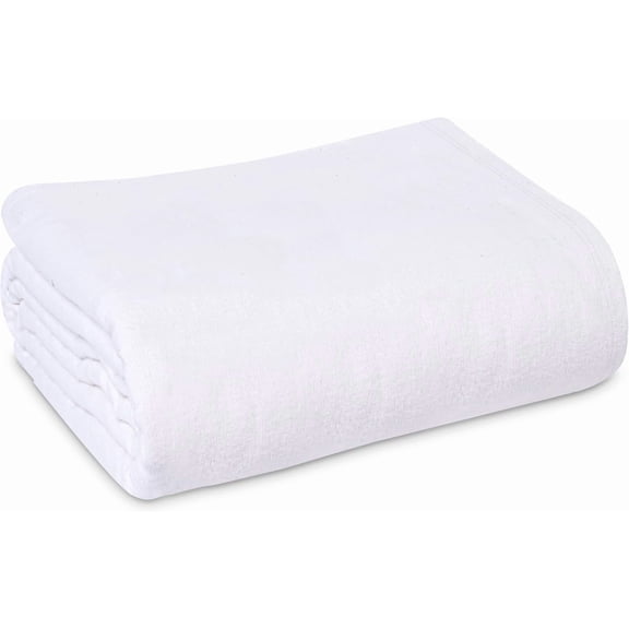 Linteum Textile 100% Cotton 70x90 in Hospital Bath Blanket, 1.75lb. White