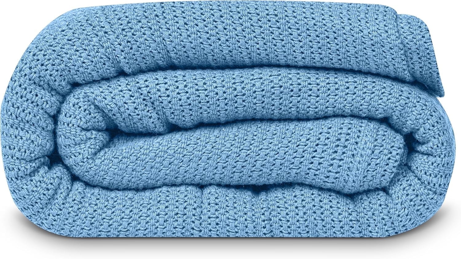 Linteum Textile 100% Cotton Leno Weave Blanket (Blue, Queen) 90x90 Inches