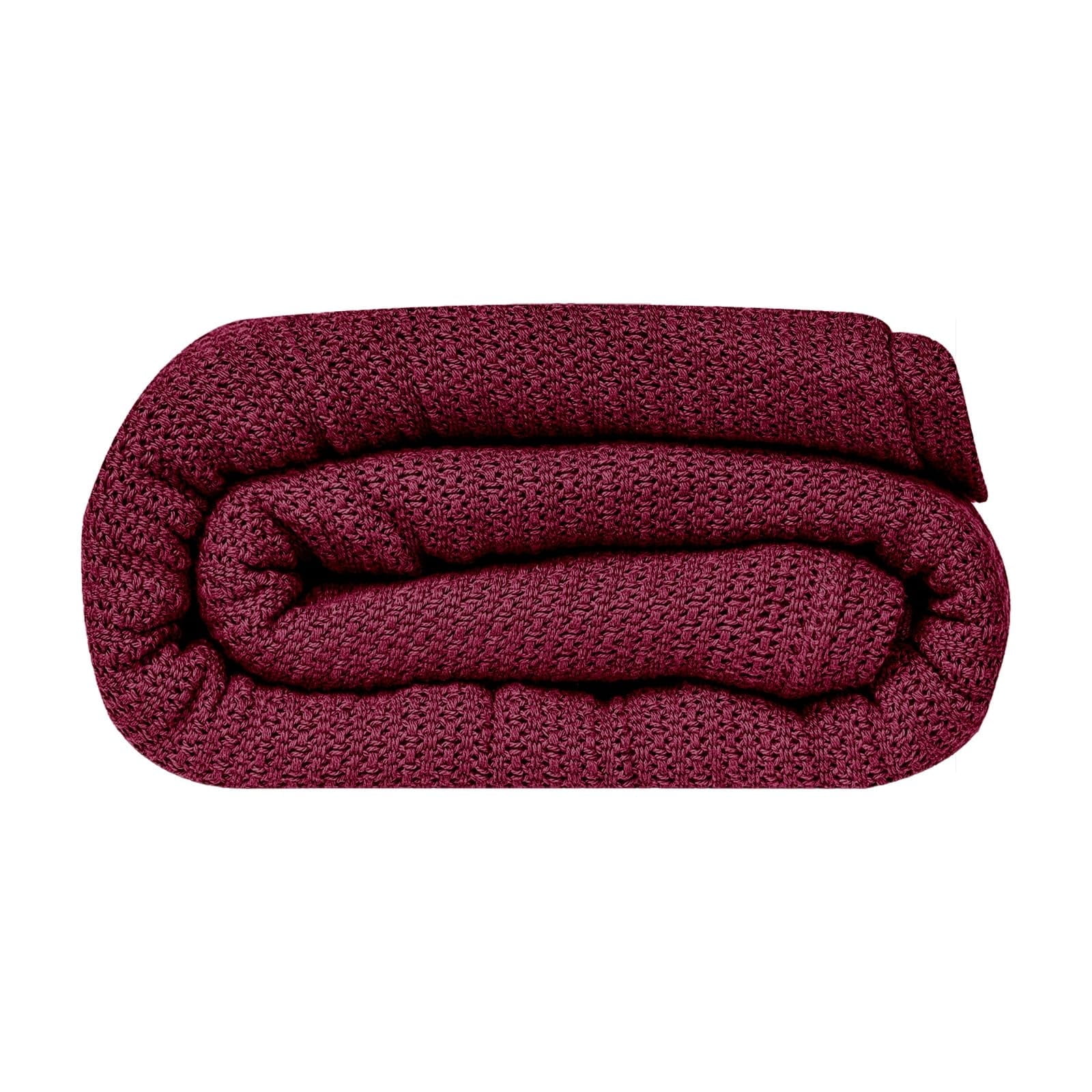 Linteum Textile 100% Cotton Leno Weave Blanket (Burgundy, Twin) 66x90 Inches